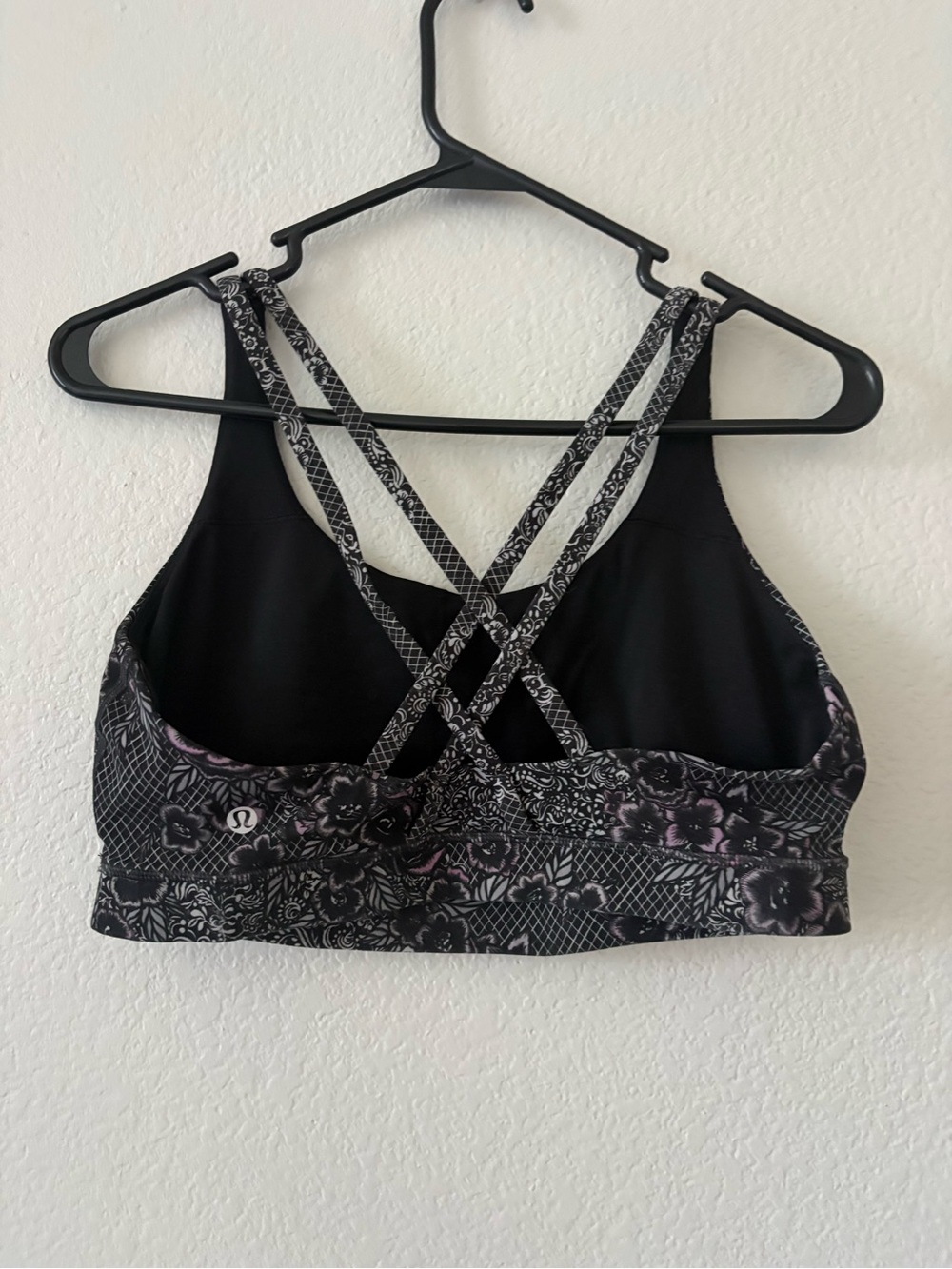 lululemon athletica Black Sports Bra with Lavender Floral Print - Picture 2 of 2